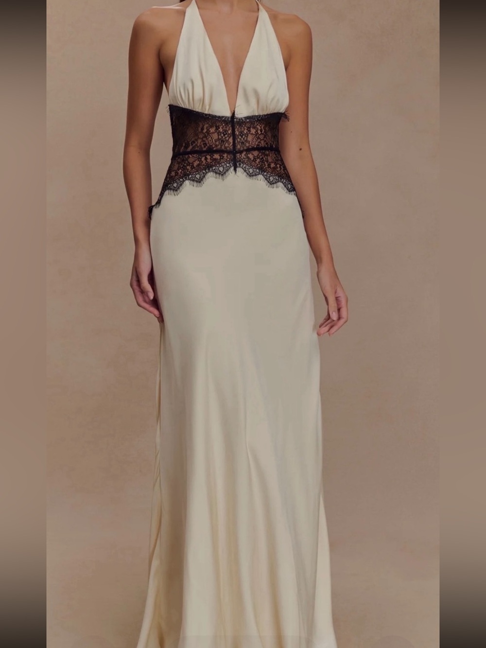 Meshki Dinah
Lace And Satin Maxi Dress - Black/Ivory